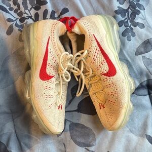 Nike Red and Cream Knit Sneakers